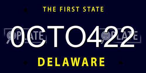 0CTO422 Delaware License Plate