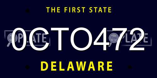 0CTO472 Delaware License Plate