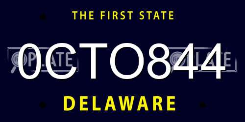 0CTO844 Delaware License Plate