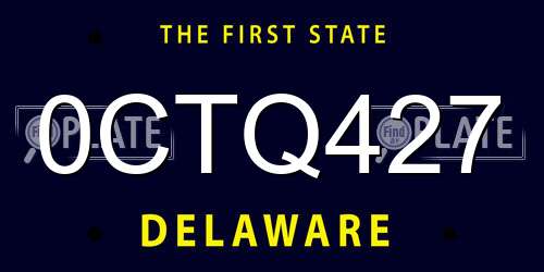 0CTQ427 Delaware License Plate