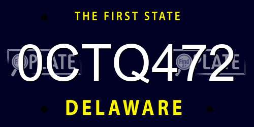 0CTQ472 Delaware License Plate
