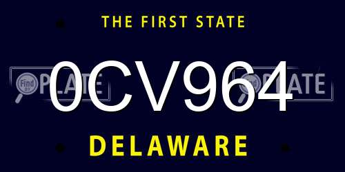 0CV964 Delaware License Plate