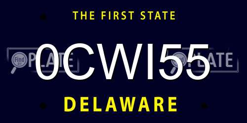 0CWI55 Delaware License Plate