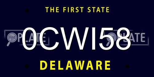 0CWI58 Delaware License Plate