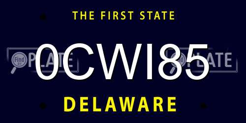 0CWI85 Delaware License Plate