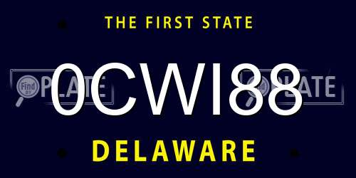 0CWI88 Delaware License Plate