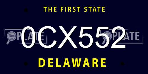 0CX552 Delaware License Plate