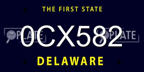 0CX582 Delaware License Plate