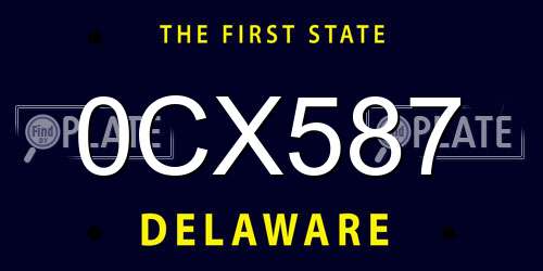 0CX587 Delaware License Plate