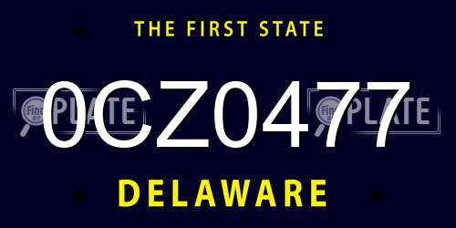 0CZ0477 Delaware License Plate