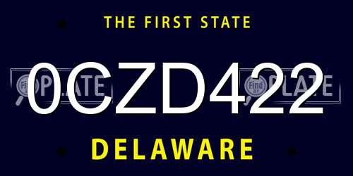 0CZD422 Delaware License Plate