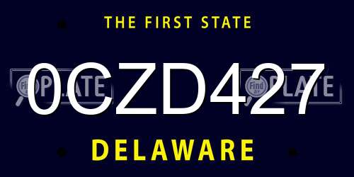 0CZD427 Delaware License Plate