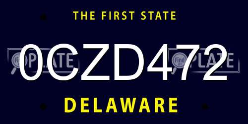 0CZD472 Delaware License Plate