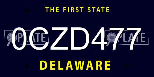 0CZD477 Delaware License Plate