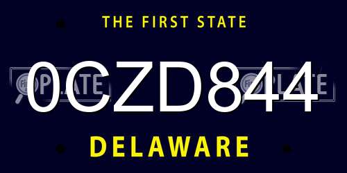 0CZD844 Delaware License Plate
