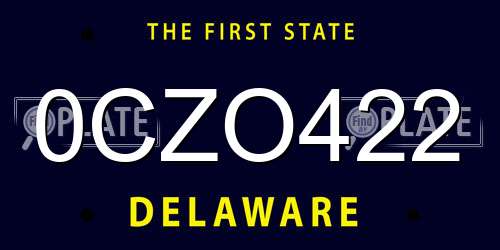 0CZO422 Delaware License Plate