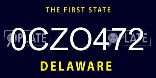 0CZO472 Delaware License Plate