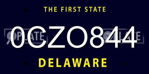 0CZO844 Delaware License Plate
