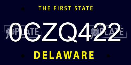 0CZQ422 Delaware License Plate