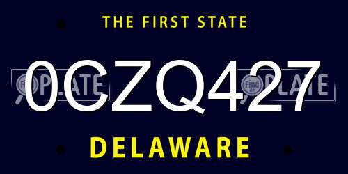 0CZQ427 Delaware License Plate
