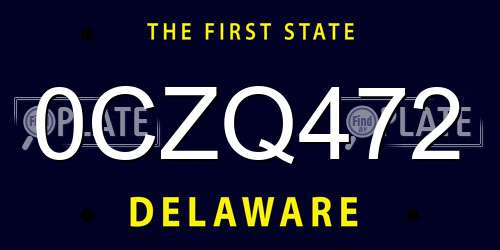 0CZQ472 Delaware License Plate