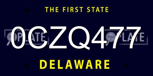 0CZQ477 Delaware License Plate