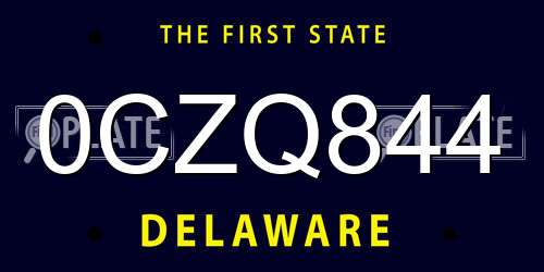0CZQ844 Delaware License Plate