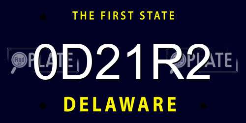 0D21R2 Delaware License Plate