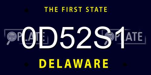 0D52S1 Delaware License Plate