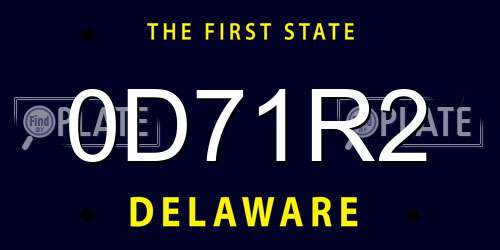 0D71R2 Delaware License Plate