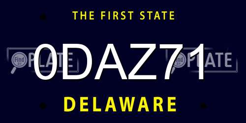 0DAZ71 Delaware License Plate