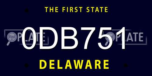 0DB751 Delaware License Plate