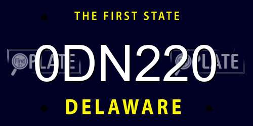 0DN220 Delaware License Plate