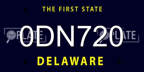 0DN720 Delaware License Plate