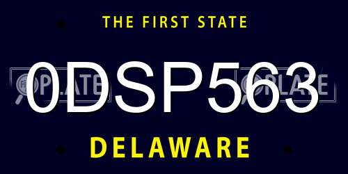 0DSP563 Delaware License Plate