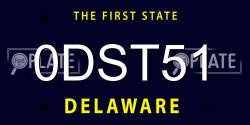 0DST51 Delaware License Plate