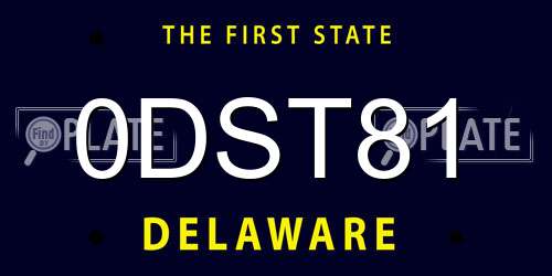 0DST81 Delaware License Plate