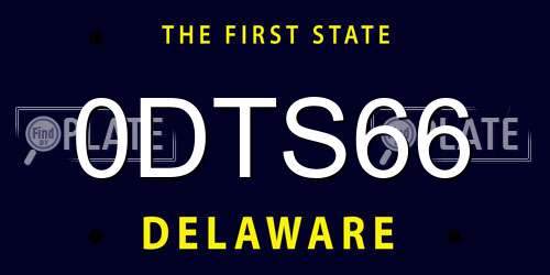 0DTS66 Delaware License Plate