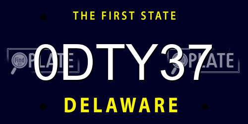 0DTY37 Delaware License Plate