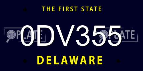 0DV355 Delaware License Plate