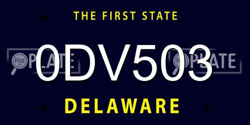0DV503 Delaware License Plate