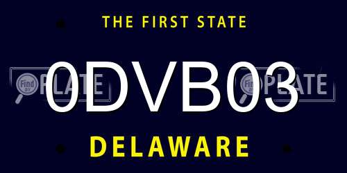 0DVB03 Delaware License Plate