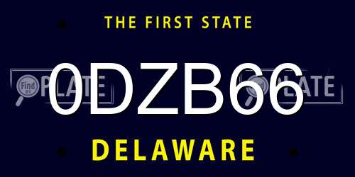 0DZB66 Delaware License Plate