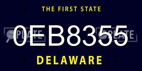 0EB8355 Delaware License Plate