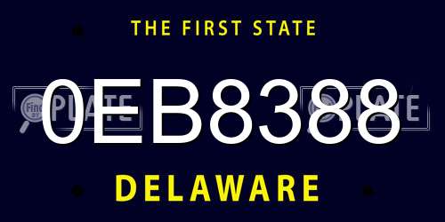 0EB8388 Delaware License Plate