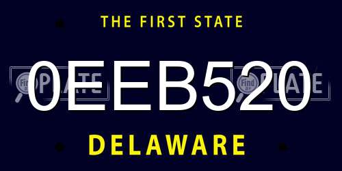 0EEB520 Delaware License Plate