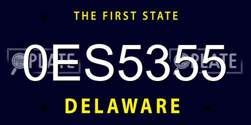 0ES5355 Delaware License Plate