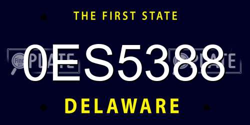 0ES5388 Delaware License Plate