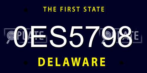 0ES5798 Delaware License Plate