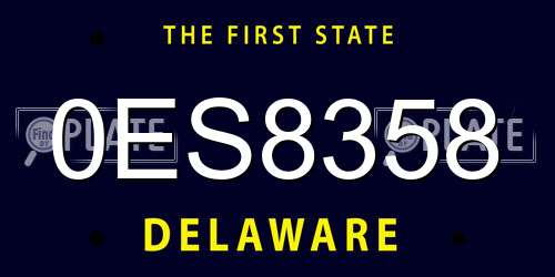 0ES8358 Delaware License Plate